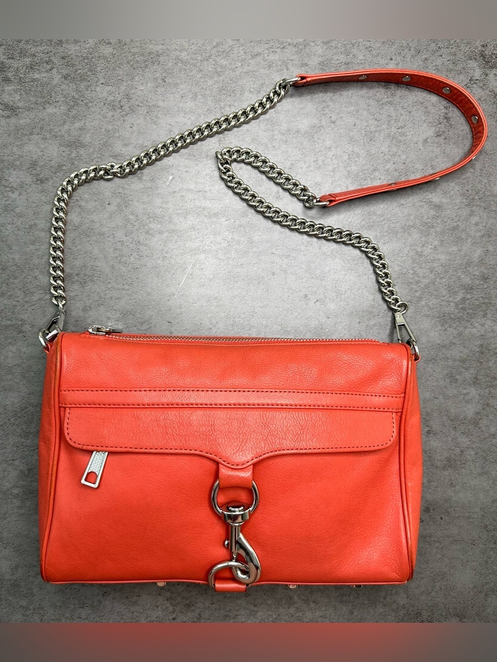 Rebecca Minkoff MAC Crossbody Bag Coral Leather Chain Strap Purse - Picture 1 of 8